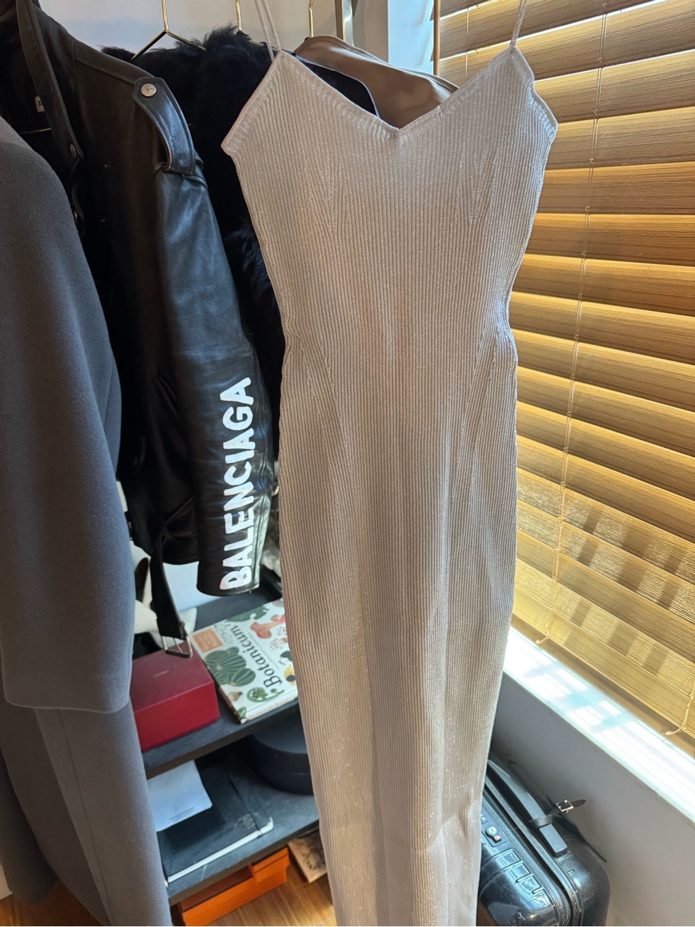 Khaite Silver Lurex Ribbed Knit dress